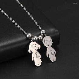 Pendant Necklaces Vintage Stainless Steel Necklace Boy Girl Pattern Good Holiday Gift For Family Christmas Surprise