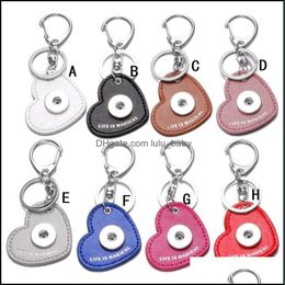 Key Rings 7 Love Heart Pu Leather Snap Button Key Rings Chain Keychains Fit Diy 18Mm Jewellery Drop Delivery 2021 Dhseller2010 Dhg69