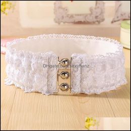 Belts Belts Womens Belt With Lace Beige Waistband Elastic Decorate Beauty Wide Cummerbunds Party Corset Slim Trend Skirt Wai Sexyhanz Dhmp2