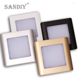 Wall Lamp SANDIY Recessed Led Stair Case Light AC85-265V Step Corridor Aisle Lighting Indoor White Shell