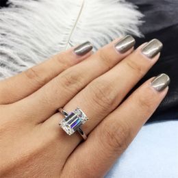 Solitaire Ring Wedding Rings AEAWLuxury 3carat Solid 18K White Gold Engagement Emerald Cut Lab Grown Diamond For Women 220829