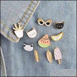 Pins Brooches Sunglass Feather Ice Cream Pot Lapel Pin Enamel Brooches Pins Jeans Tops Bag Badge For Women Men Fashion Jew Mjfashion Dhx2H