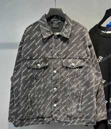 xinxinbuy Men designer Coats Denim Jackets DESTROYED Letter washing print Paris Pullover women gray black XS-L