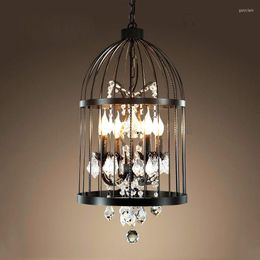 ce pendant NZ - Pendant Lamps Vintage Crystal Bird Cage Ceiling Chandelier Restaurant Bar Bedroom Dining Room Light Fixtures Hanging