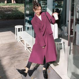 Women's Trench Coats High-quality Purple Suit Coat Female Spring Autumn Women's Jacket Loose Casual Temperament Long Classic Quality