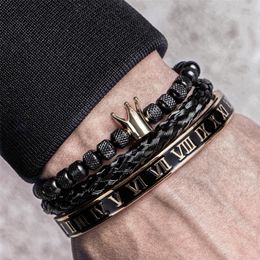 Bangle Luxury Enamel Roman Bracelet Royal Crown Charm Men Stainless Steel Geometry Pulseiras Open Adjustable Bracelets Couple Jewelry 220831