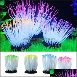 Decorations Simation Luminous Sea Ane Fish Tank Aquarium Plant Decoration Equipment Accessories Artificial Plants 10Pcs/Lot Dec276 Dr Dhziv