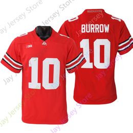 Football Jerseys Ohio State Buckeyes Football Jersey NCAA College Joe Burrow Red White Size S-3XL All Stitched Men Youth Home Way
