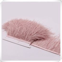 pink boas NZ - 10yards lot Feather Boa Stripe for Party pink white Long Ostrich Feather Plumes Fringe trim 10-15cm Clothing Dress skrits Accessories C228V