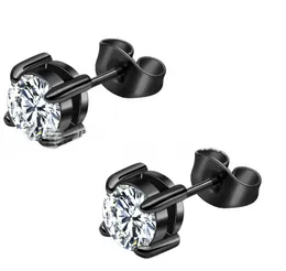 Stud American Simple Piercing Earrings Stainless Steel Square Diamond Earrings