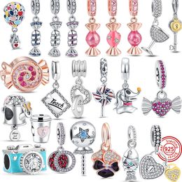 925 Silver Charm bead fit Pandora Charms Bracelet Balloon Candy Flower Camera Dangle charmes ciondoli DIY Fine Beads Jewellery