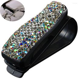 Interior Accessories Car Rhinestone Diamond Glasses Clips Sun Visor Sunglasses Storage Holder Portable Auto Card Ticket Clip Stands