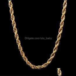 Chains Bk 18K Gold Plated Chains For Women Men M Twisted Rope Choker Necklaces Jewellery Size 18 20 22 24 30 Inches 289 G2 Dro Lulubaby Dhsie