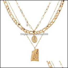 Pendant Necklaces Personalised Bohemian Gold Butterfly Pearl Necklaces For Women Fashion Mtilayer Pendant Necklace Portrait Chokers N Dhn1O