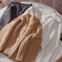 Women's Knits Women's & Tees Long Sleeve Knitted Sweater Cardigan Women Korean Fashion Y2k Short Coat Female 2022 Autumn Pure Color