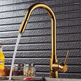 Kitchen Faucets Arrivals Faucet Gold Pull Out Torneira All Around Rotate Swivel 2-Function Water Outlet Mixer Tap Sink