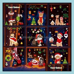 Window Stickers Cute Santa Claus Window Glass Stickers Casement Holiday Decoration Christmas Shutter Sticker Scene Arran Homeindustry Dhc9A