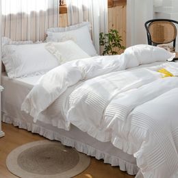 Bedding Sets Pure Cotton Quilt Cover Single Piece Full Pillowcase Three Pieces Set 1.5m1.8 Bed White Princess