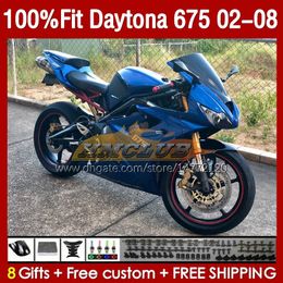 Injection Mould Fairings For Daytona 675 R CC 675R 02 03 04 05 06 07 08 Kit 148No.112 675CC 2002-2008 Daytona675 2002 2003 2004 2005 2006 2007 2008 OEM Fairing blue glossy