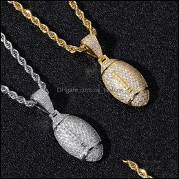 Other Jewellery Sets 18K Gold Cubic Zirconia Basketball Football Necklace 60Cm Golden Chains Jewellery Set Copper Diamond Hip Hop Sport P Dhise