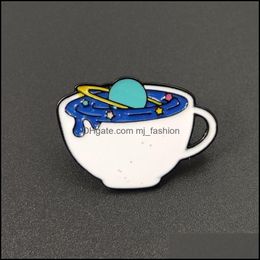 Pins Brooches Cup Galactic Planet Blue White Beautif Special Enamel Cartoon Brooch Creative Lapels Denim Badges Gifts Pins Mjfashion Dh9Qa