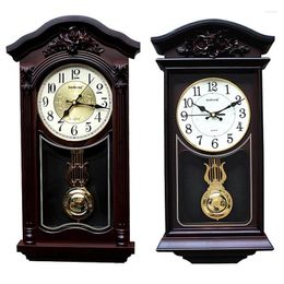 Wall Clocks Chinese 3d Clock Retro Pendulum Living Room Watches Home Decor Silent Melody Tell The Time Swing