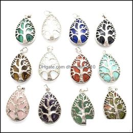 Charms Fashion Waterdrop Tree Stone Charm Handmade Healing Crystal Pendant For Jewelry Pendants Necklace Making 2230 T2 Dhseller2010 Dhuex