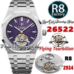 R8F V3 Extra Thin Hand-Winding Tourbillon Mens Watch r8f26522 41mm SIHH Mechanical Purple Texture Dial Stainless Steel Bracelet 2022 Super Edition eternity Watches