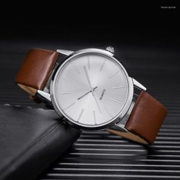 Wristwatches Men Watches Top Brown Leather Band Quartz Wristwatch Women Casual Simple Watch Wrist Couple Clock Reloj Hombre