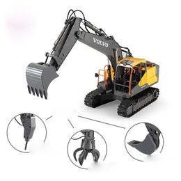 ElectricRC Car RC Excavator 1 16 Timber Grab Drill 17CH Remote Control Crawler Truck Grab Loader Electric Vehicle Toy for Kids Gift 220830