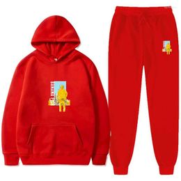 Men's Tracksuits Men's Red Year Suit Hoodie Pants Two-piece Casual Sportswear Men Fitness