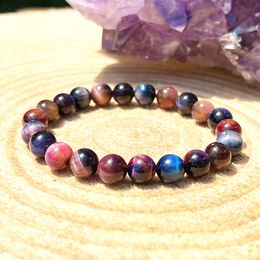 MG1586 Strand 8 MM Galaxy Tiger Eye Bracelet New Design Rainbow Stone Energy Bracelet Third Evil Eye Balance Wrist Jewelry