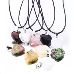 Pendant Necklaces 20 Styles Natural Stone Pendant Druzy Drusy Necklace Stainless Steel Chain Hexagonal Prism Black Lava Diffuser Jewe Dhbzi