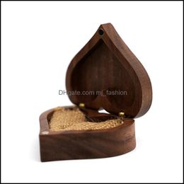 Jewellery Boxes Wood Engagement Ring Bearer Boxes Rustic Bride Groom Wedding Box Pillow Engraved Name Square Gift Wooden Jewellery 500 H1 Dhlnh