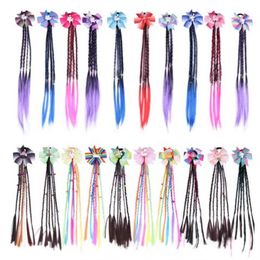 -Fashion Girls Unicorn Wigs Hair Ties Kids Rainbow Bow Hairband for Hair Extension Colorful Wig Unicorn Mermaid Accessories 10pcs243h