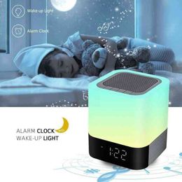 Portable Speakers Mobile phone bluetooth speaker night light touch Colourful bedroom bedside speaker alarm clock table lamp T220831