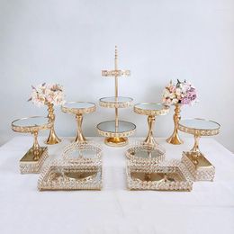 Bakeware Tools 1pcs-13pcs Beautiful Tray 3 Tier Cupcake Dessert Display Decoration Wedding Crystal Mirror Cake Stand Set