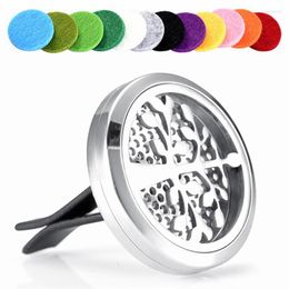 Pendant Necklaces MJL0010 Car Essential Oil Diffuser Locket Clip With 12 Pieces Washable Felt Pads Tree Of Life Pattern