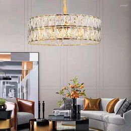 Pendant Lamps Postmodern Light Luxury Crystal Chandelier Simple Wrought Iron Living Room Bedroom Creative Personality Lamp