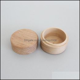 Jewellery Boxes Mini Round Wooden Storage Boxes Ring Box Vintage Decorative Natural Craft Jewellery Case Wedding Accessories For Women Gi Dhsev