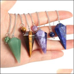 Pendant Necklaces Cone Chakra Pendums Semi-Precious Stones Pendant Amet Reiki Healing Crystal Meditation For Men Women D Dhseller2010 Dhvjh