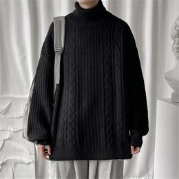 Men s Sweaters Turtleneck Loose Oversized Knitted Pullovers Fashion Youthful Vitality Sweater Plus Size 5XL 220831