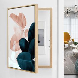 Pinturas 70 50 cm de decoração de casa imagens de arte de parede com moldura de madeira decorações de sala de estar lâmina mural caixa elétrica moderna