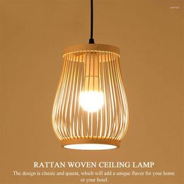 Pendant Lamps Natural Bamboo Hanging Light Chinese Style Rattan Woven Ceiling Lamp For Home Weaving Chandelier