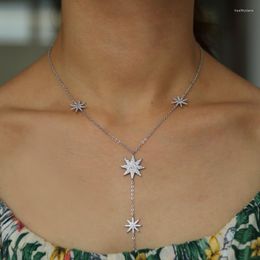 Choker Top Quality Y Lariat Jewellery Delicate Fashion Cz Station Long Chain Pave Star Pendant Elegant Stacking Women Necklace