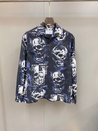 New men's casual shirt has a design style of skeleton long sleeve shir which is worn as a base