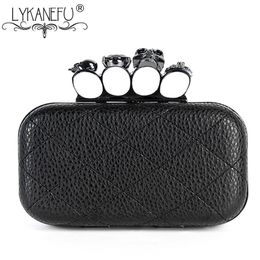 Evening Bags LYKANEFU Knucklebox Hand Bag Evening Bag Box Clutch Purse with Skull Head Women Bag Day Clutches Ladies With Chain Small/Big 220831