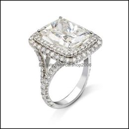 Wedding Rings Luxury Jewelry Sierprincess Cut Big White Clear Topaz Cz Diamond Eternity Women Wedding Band Ring Drop Delivery 2021 Car Dh1Sp