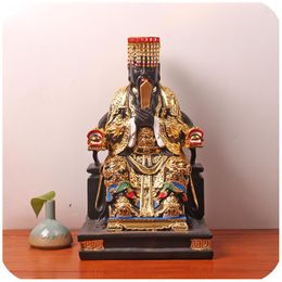 Декоративные фигурки фигура Будда 16.12.19 дюймов смола Золото Золото Черная Деся Храмовая Статуя семьи Яма король ада заканчивается и поклоняется