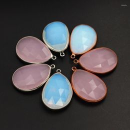 Pendant Necklaces 10pcs Faceted Natural Rose Quartz Opal Stone Drops Charms For DIY Pendants & Earrings Supplies Jewellery Accessories